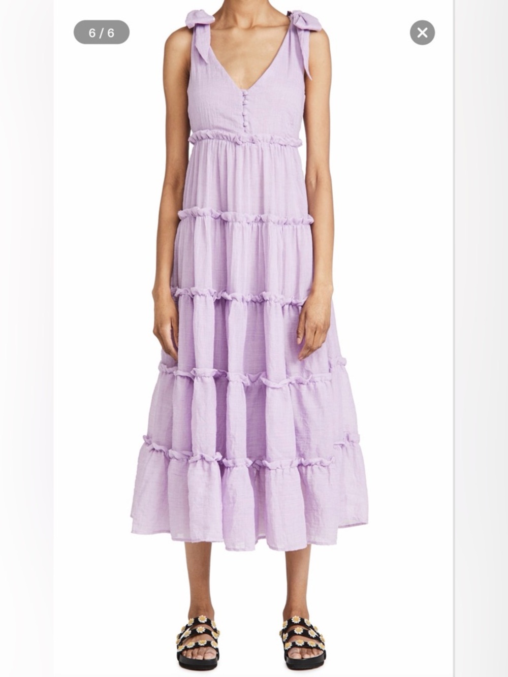 English Factory Coral Tie-Shoulder Tiered Midi Dress